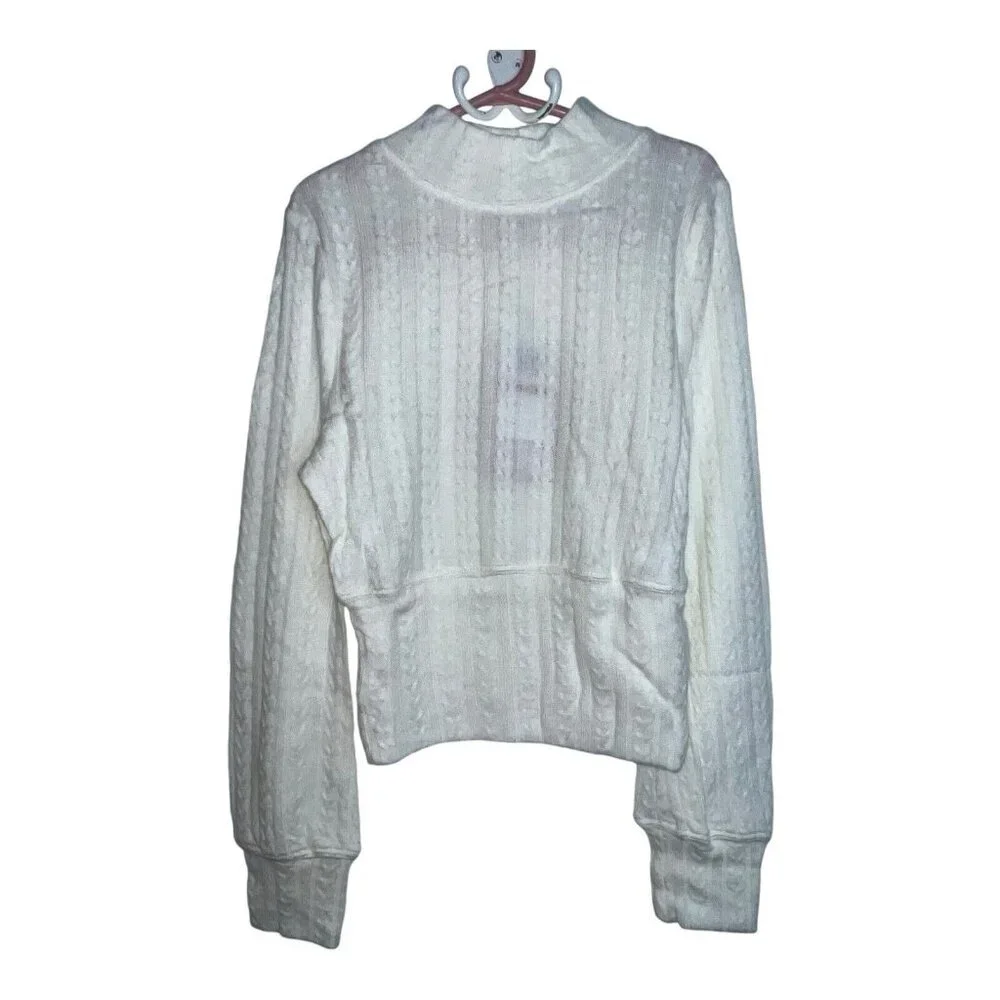 BOG BAND OF THE FREE RAQUEL IVORY RIBBED KNIT‎ PULLOVER SHIRT MOCK NECK SIZE XS